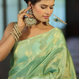Tissue Benarasi Saree - Green