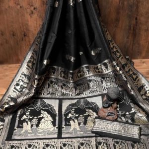 Bangalore Silk Baluchori Saree - Black