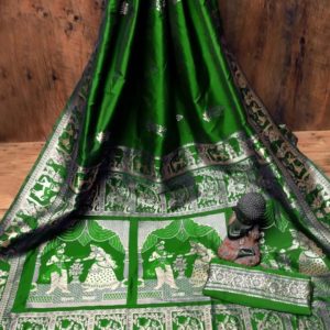 Bangalore Silk Baluchori Saree - Green