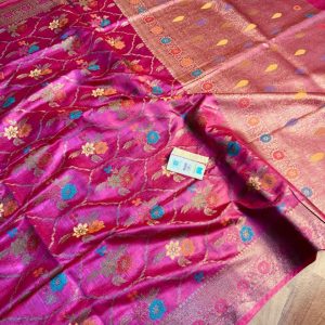 Pure Tussar Banarasi Silk Saree - Magenta