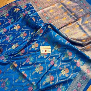 Pure Tussar Banarasi Silk Saree - Royal Blue